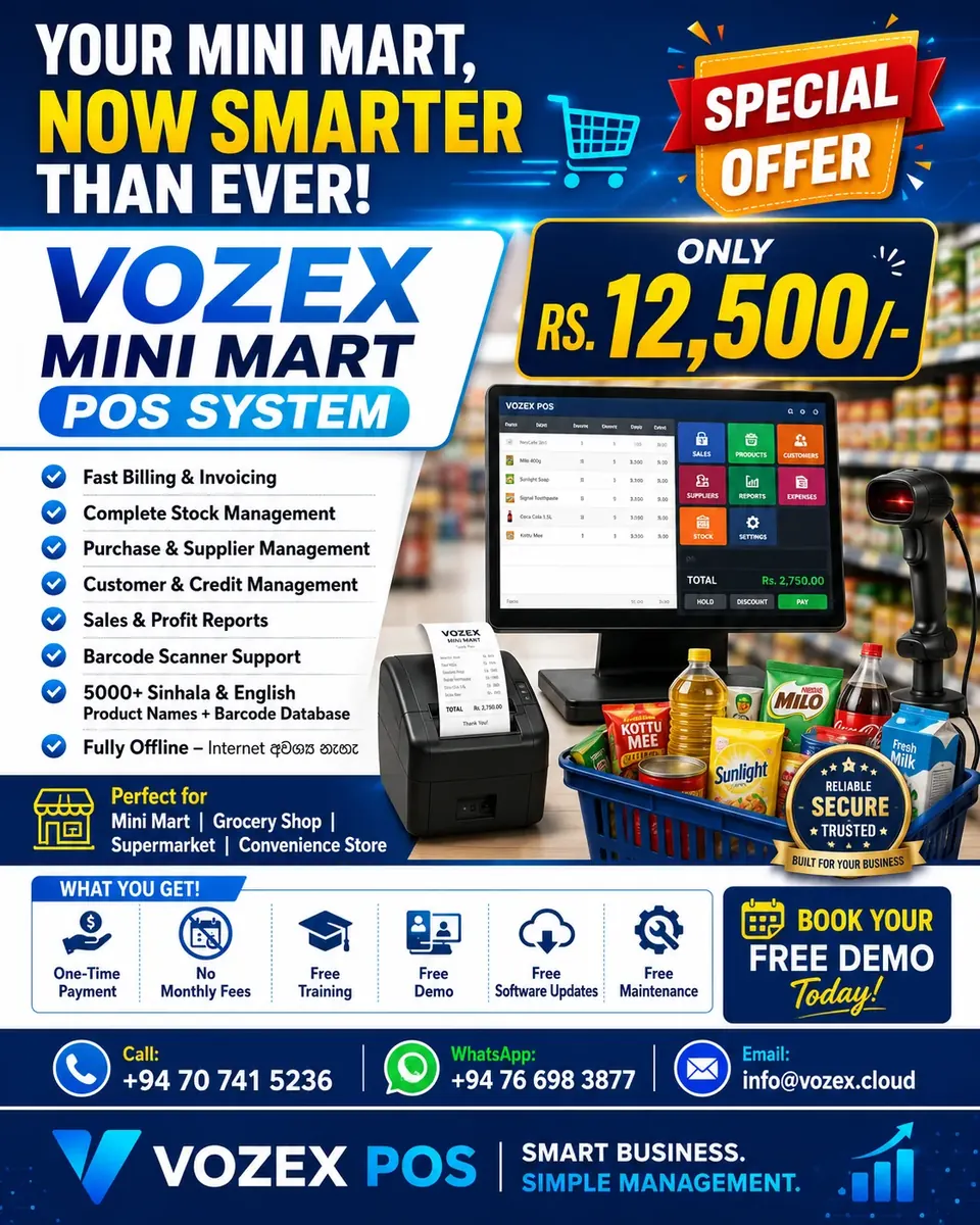VOZEX mini mart POS system for grocery shop and supermarket