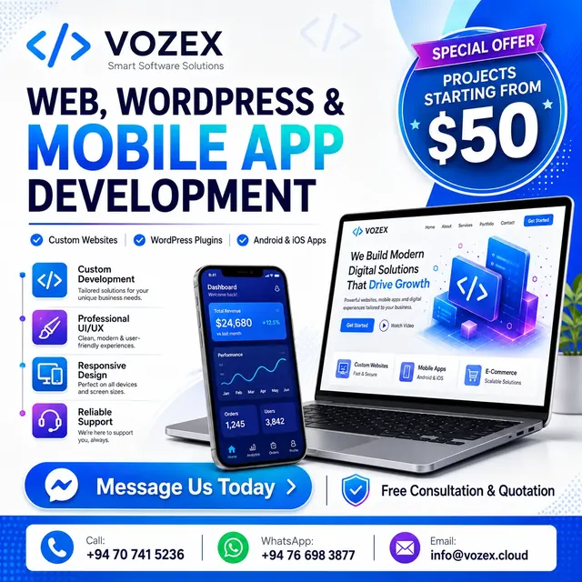 VOZEX Web WordPress and Mobile App Development